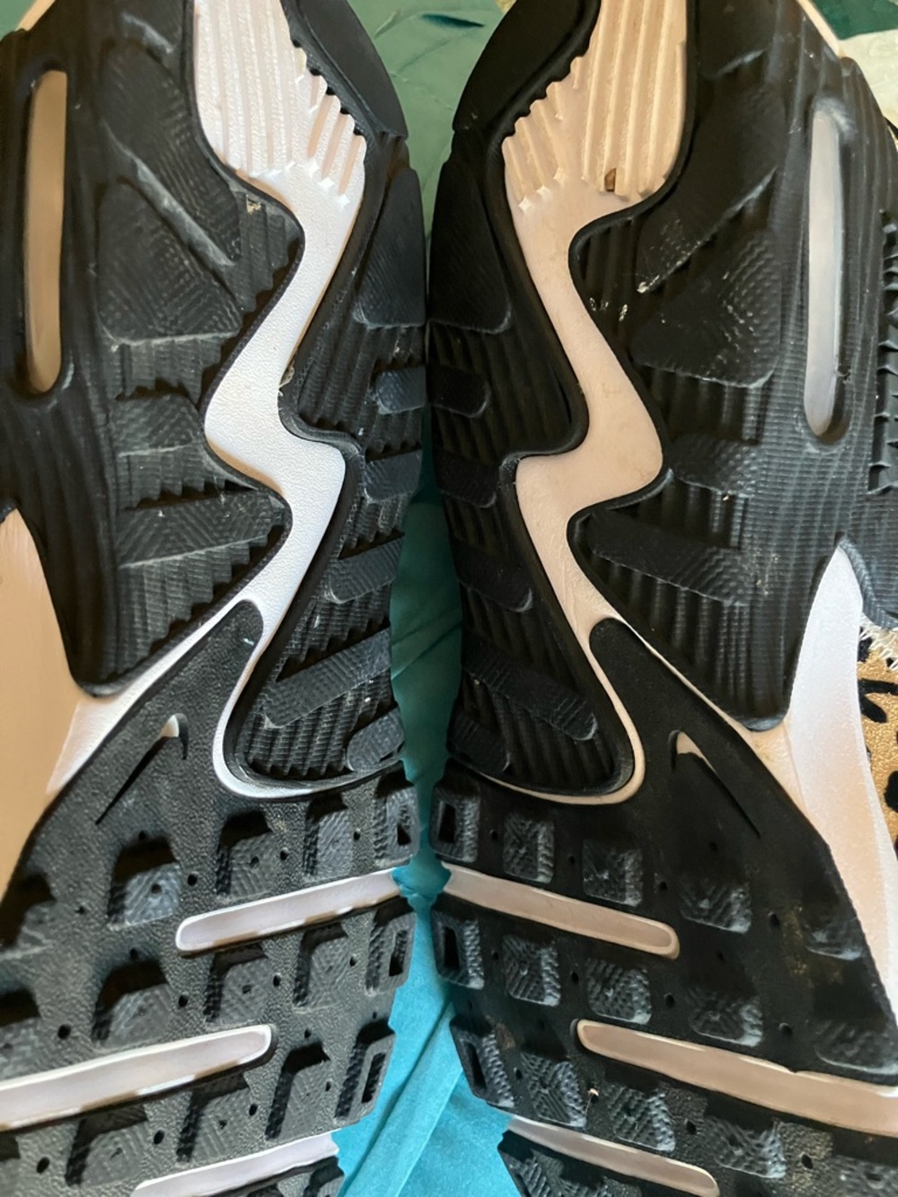 Nike White & Black Air Max Sneakers with Leopard Accent - Picture 7 of 16